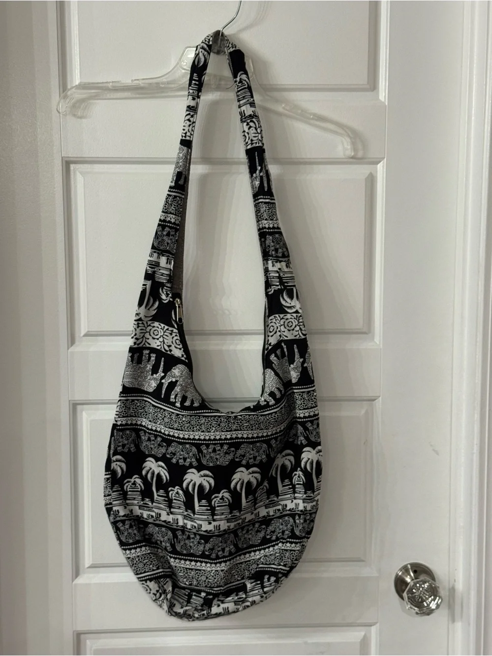 Black & White Elephant Pattern Shoulder Bag